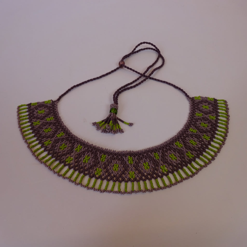 Anvi Shah's Beaded Beauties: Necklace, Brown, Green