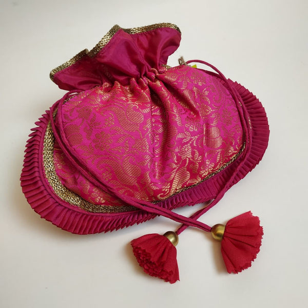 Pure Ghee Brocade Potli: Red