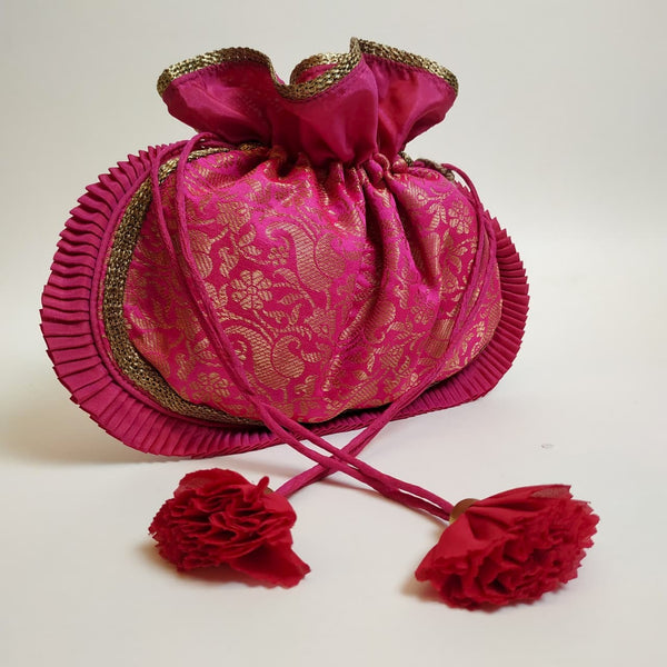 Pure Ghee Brocade Potli: Red