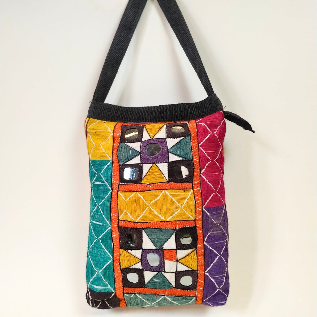 Small Vintage Embroidery Cross-body Bag: Multicolour