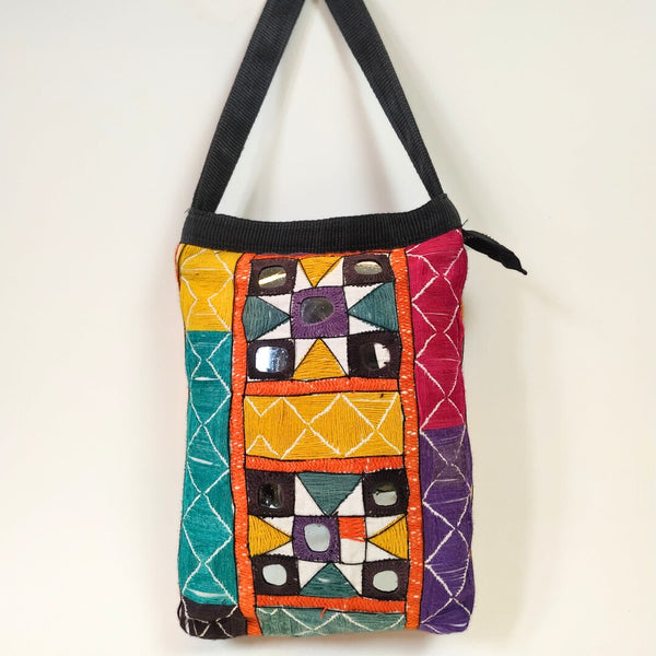 Small Vintage Embroidery Cross-body Bag: Multicolour