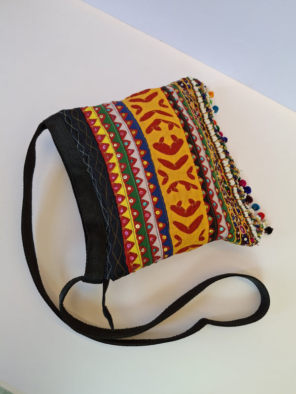 Applique, beaded cross body bag