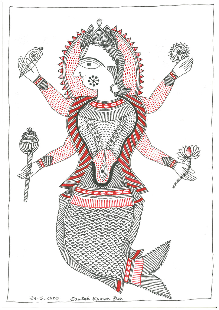 Madhubani Art | Matsya Avatar of Vishnu