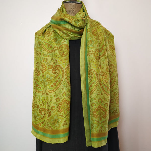 Mita Parekh's Block Printed Silk Stole: Green