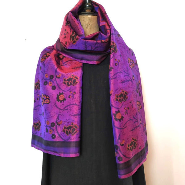 Mita Parekh's Block Printed Silk Stole: Purple