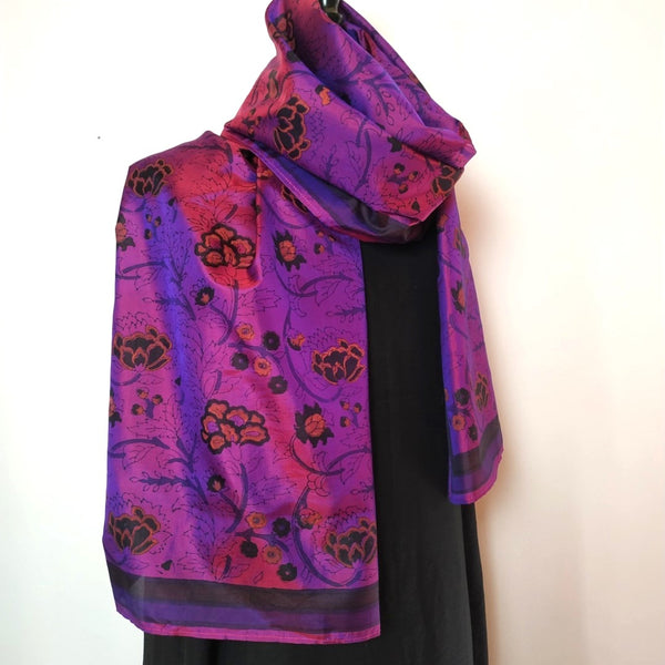 Mita Parekh's Block Printed Silk Stole: Purple