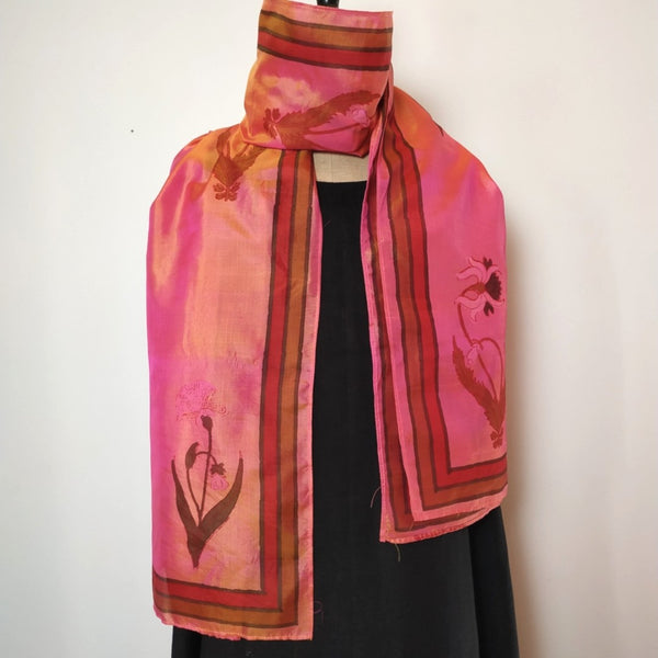 Mita Parekh’s Block Printed Silk Stole : Pink