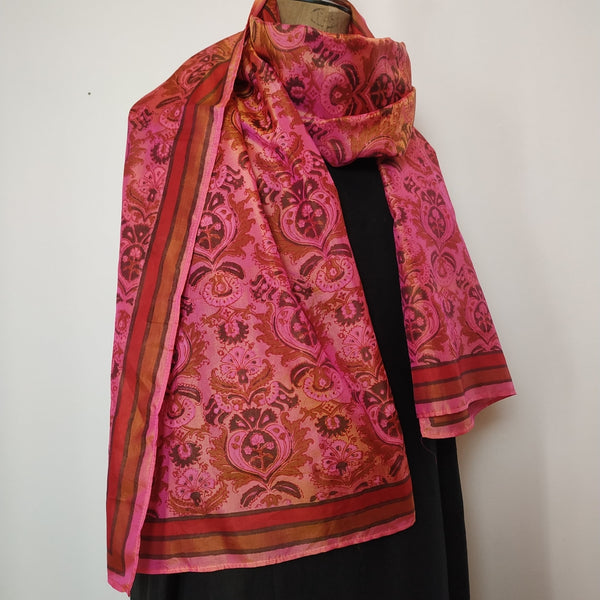 Mita Parekh's Block Printed Silk Stole: Pink