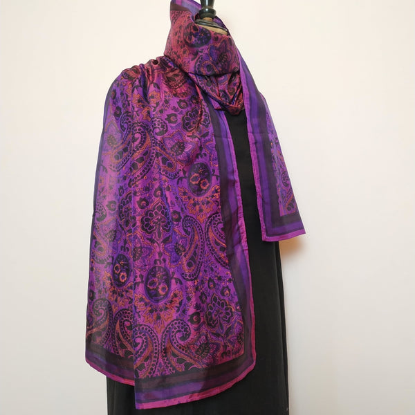 Mita Parekh's Block Printed Silk Stole: Purple