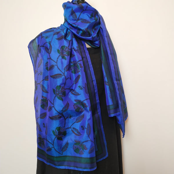 Mita Parekh's Block Printed Silk Stole: Blue