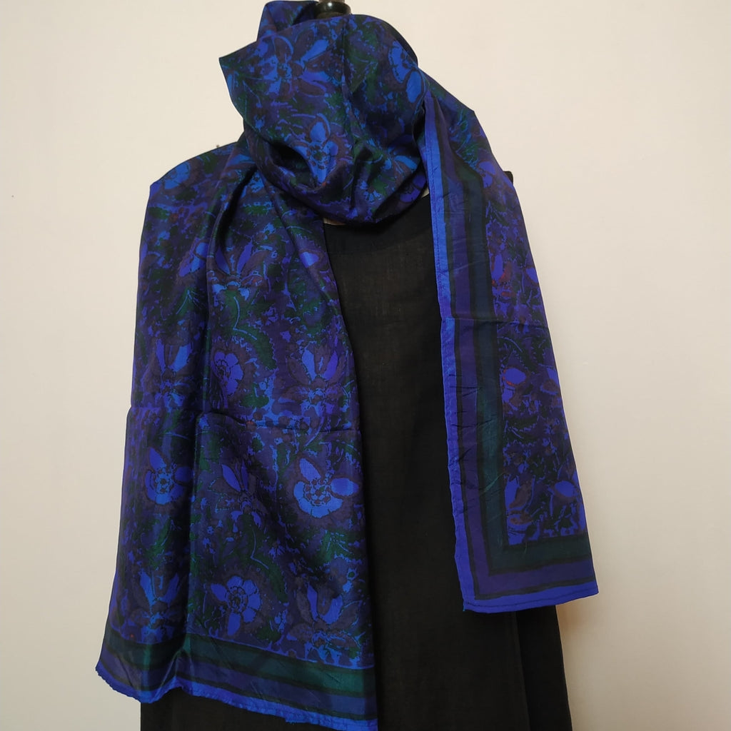 Mita Parekh's Block Printed Silk Stole: Blue