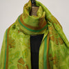 Mita Parekh's Block Printed Silk Stole: Green