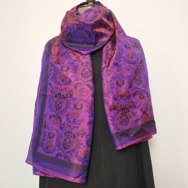 Mita Parekh's Block Printed Silk Stole: Purple
