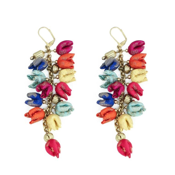 Pure Ghee Multi Angoor Earring: Multicolour