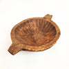 TRIBOLT Hand-Carved Natural Wood Dual-Handled Bowl: Brown
