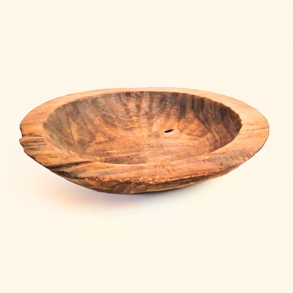 TRIBOLT Hand-Carved Natural Wood Hand-Hewn Bowl: Brown