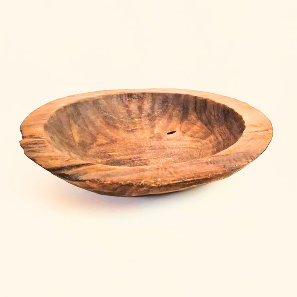 TRIBOLT Hand-Carved Natural Wood Hand-Hewn Bowl: Brown