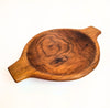 TRIBOLT Hand-Carved Natural Wood Double Handle Walnut Bowl: Brown