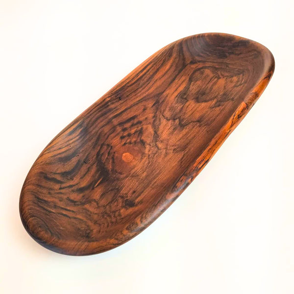 TRIBOLT Hand-Carved Natural Wood Platter-Hand Curved : Brown