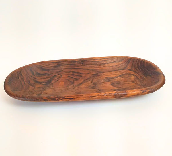 TRIBOLT Hand-Carved Natural Wood Platter-Hand Curved : Brown