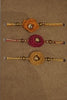 Cotton Crocheted Medium Golden, Pink and Yellow Rakhi's : Rosette 3: Set of Three