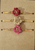 Cotton Crocheted Medium Golden, Pink and Light Pink Rakhi's : Rosette 3: Set of Three