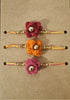 Cotton Crocheted Medium Orange, Pink and Light Pink Rakhi's : Rosette 3: Set of Three