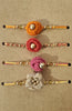 Cotton Crocheted Medium White, Pink and Orange Rakhi's : Rosette 4: Set of Four