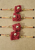 Cotton Crocheted Medium Red Rakhi's : Rosette 4: Set of Four