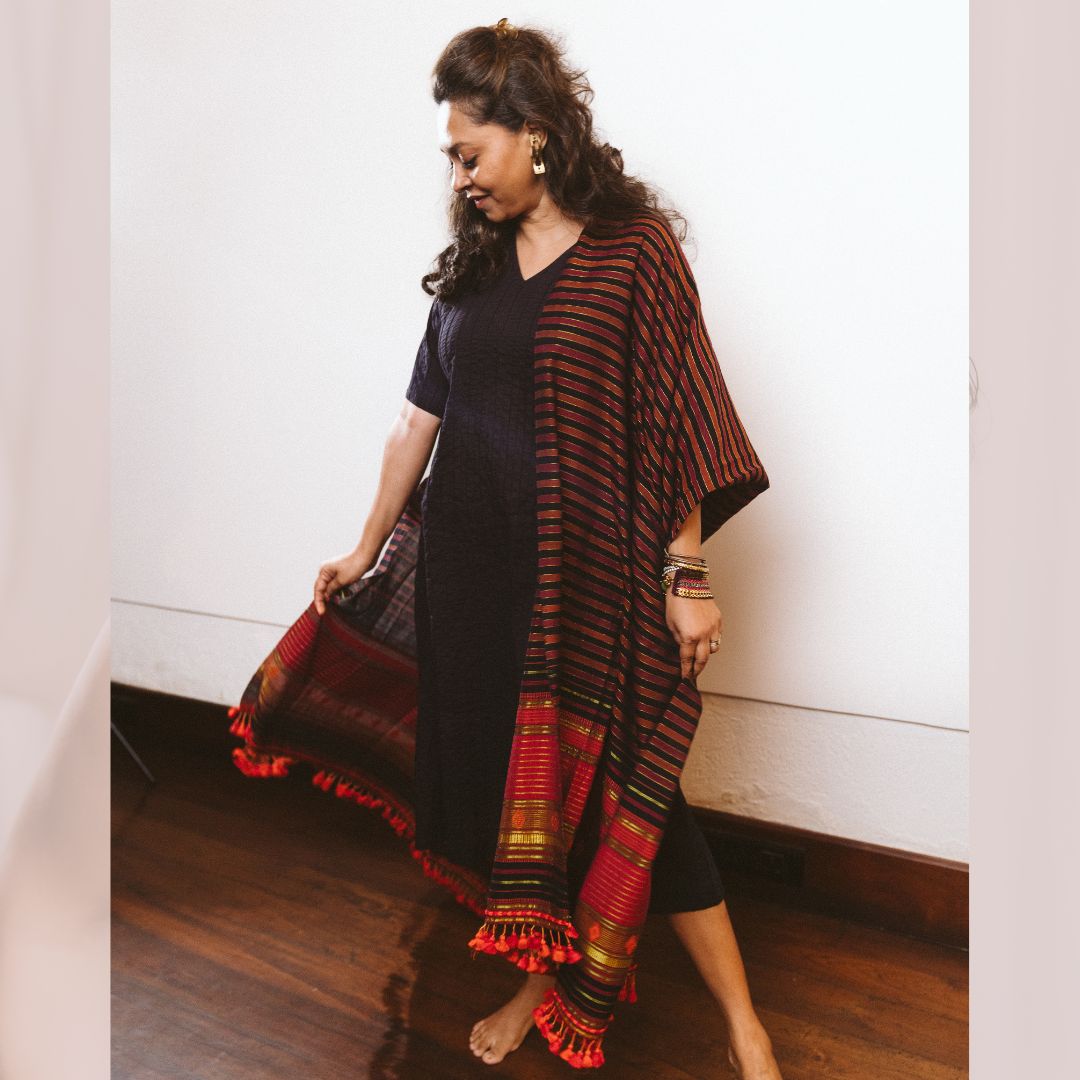 Peach - Handloom Fine Cotton Kutch Bhujodi Dupatta 06