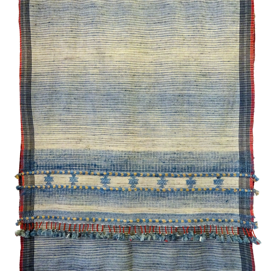 Bhujodi Ikat Cotton-Silk Stole: Natural Indigo Blue