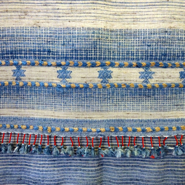 Bhujodi Ikat Cotton-Silk Stole: Natural Indigo Blue