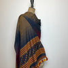 Bhujodi Striped Cotton Dupatta: Navy Blue, Maroon, and Ochre