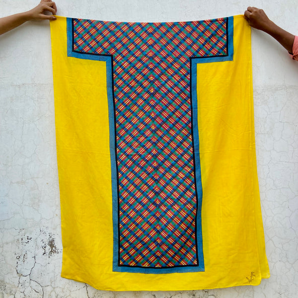 Chaukri Multicolour Block Printed Wrap: Yellow