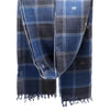 Checkered Indigo Handwoven Jamdani Stole: Gamcha VI
