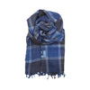 Checkered Indigo Handwoven Jamdani Stole: Gamcha VI