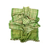 Checks: Hand Printed Tussah Silk Stole: Green