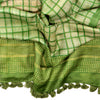 Checks: Hand Printed Tussah Silk Stole: Green