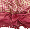 Checks: Hand Printed Tussah Silk Stole: Pink