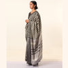 Chowka Lattiguni Ilkal Cotton-Silk Sari: Checkered Black and White, Grey Pallu