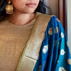 Upcycled Brocade Kanjivaram Sari: Blue and Gold