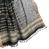 Handwoven Cotton Jamdani Sari: Black Magic