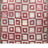 Modernist Squares: Hand Printed Tussah Silk Stole: Maroon and Ecru
