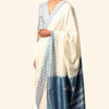Shanta Ilkal Cotton-Silk Sari: Checkered White with Indigo Border