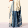 Shanta Ilkal Cotton-Silk Sari: Checkered White with Indigo Border