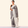 Shanta Ilkal Cotton-Silk Sari: Checkered Black and White