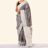 Shanta Ilkal Cotton-Silk Sari: Checkered Black and White