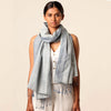 Ane Hejje Khun Cotton-Silk Stole: Pale Indigo