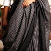 Lakshmi Khun Cotton-Silk Sari: Dark Grey, Black Border