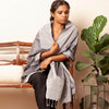 Mussanje Theru Khun Cotton-Silk Stole: Pale Grey